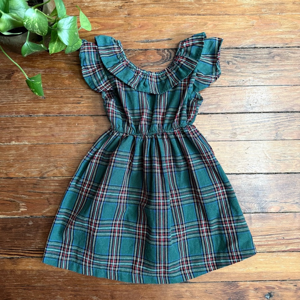 Plaid Green Kids Pinafore Dress